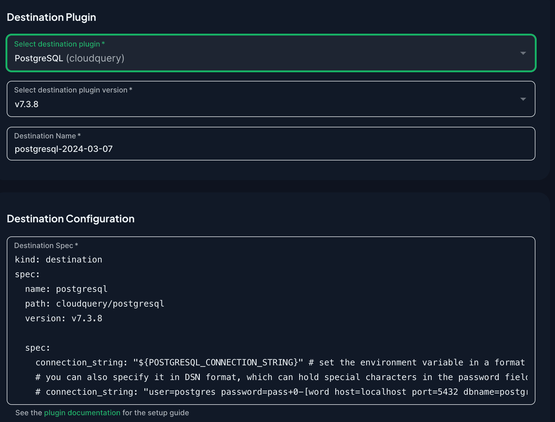 Configure Destination